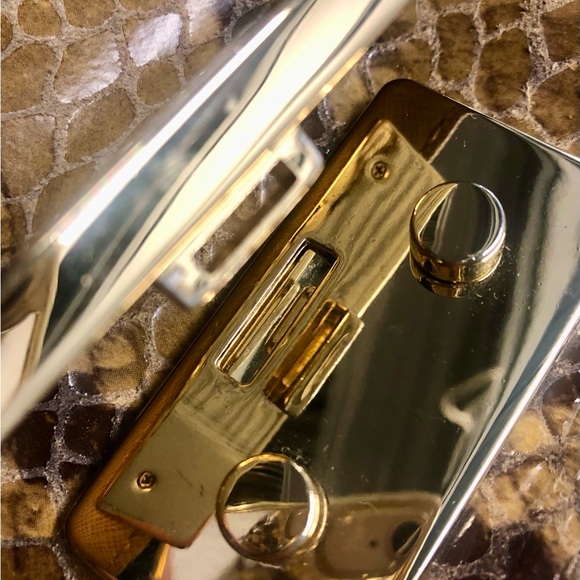 Like New Michael Kors Sloan Gold Embellished Snakeskin Design Clutch/Crossbody - Picture 14 of 14